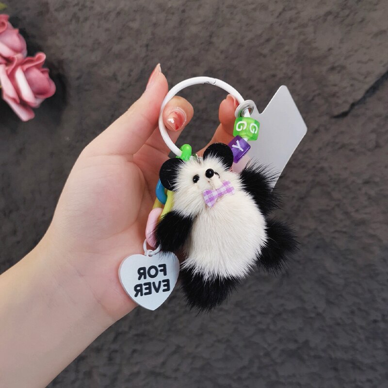 Mobile Phone Pendant Winter Plush Little Panda Doll Pendant Key Lanyard Phone UniversalConnecting Clip Cute Phone Charm